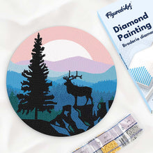Load image into Gallery viewer, Diamond Painting on Wood Slice - A Moose on the Cliff Figured'Art USA
