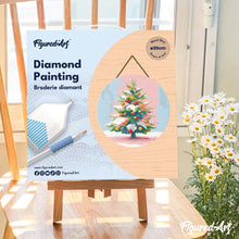 Load image into Gallery viewer, Diamond Painting on Wood Slice - Snowy Christmas Tree