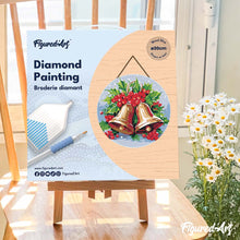 Load image into Gallery viewer, Diamond Painting on Wood Slice - Christmas Bells