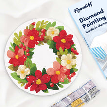 Load image into Gallery viewer, Diamond Painting on Wood Slice - Floral Christmas Wreath Figured'Art USA