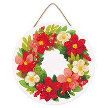 Load image into Gallery viewer, Diamond Painting on Wood Slice - Floral Christmas Wreath