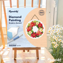 Load image into Gallery viewer, Diamond Painting on Wood Slice - Floral Christmas Wreath