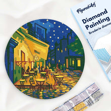 Load image into Gallery viewer, Diamond Painting on Wood Slice - Van Gogh Café Terrace at Night Figured'Art USA