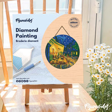 Load image into Gallery viewer, Diamond Painting on Wood Slice - Van Gogh Café Terrace at Night