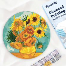 Load image into Gallery viewer, Diamond Painting on Wood Slice - Van Gogh - Sunflowers Figured'Art USA