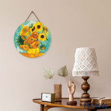 Load image into Gallery viewer, Diamond Painting on Wood Slice - Van Gogh - Sunflowers