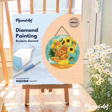 Load image into Gallery viewer, Diamond Painting on Wood Slice - Van Gogh - Sunflowers