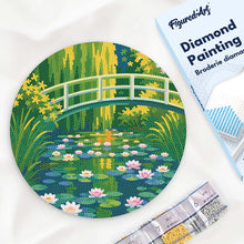 Load image into Gallery viewer, Diamond Painting on Wood Slice - Water Lilies and Japanese Bridge - Monet Figured'Art USA