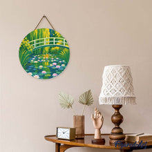 Load image into Gallery viewer, Diamond Painting on Wood Slice - Water Lilies and Japanese Bridge - Monet