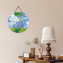 Load image into Gallery viewer, Diamond Painting on Wood Slice - Woman with a Parasol - Monet