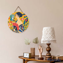 Load image into Gallery viewer, Diamond Painting on Wood Slice - Lady with a Fan - Klimt