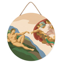 Load image into Gallery viewer, Diamond Painting on Wood Slice - The Creation of Adam - Michelangelo