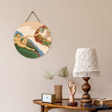 Load image into Gallery viewer, Diamond Painting on Wood Slice - The Creation of Adam - Michelangelo