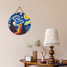 Load image into Gallery viewer, Diamond Painting on Wood Slice - Starry Night Companions