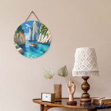Load image into Gallery viewer, Diamond Painting on Wood Slice - Peaceful Blue Cove