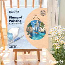 Load image into Gallery viewer, Diamond Painting on Wood Slice - Peaceful Blue Cove