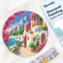 Load image into Gallery viewer, Diamond Painting on Wood Slice - Capri Floral Lane Figured'Art USA