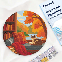 Load image into Gallery viewer, Diamond Painting on Wood Slice - Cat's Fall View Figured'Art USA