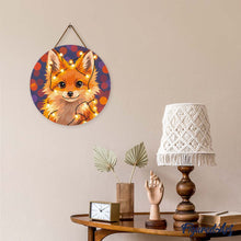Load image into Gallery viewer, Diamond Painting on Wood Slice - Little Fox with light bulbs