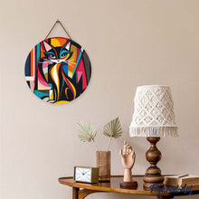 Load image into Gallery viewer, Diamond Painting on Wood Slice - Bold Abstract Cat