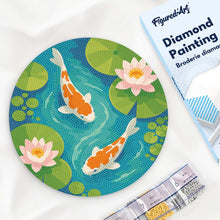 Load image into Gallery viewer, Diamond Painting on Wood Slice - Koi Pond Figured'Art USA