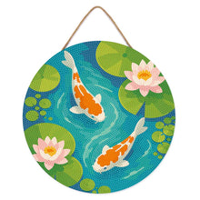 Load image into Gallery viewer, Diamond Painting on Wood Slice - Koi Pond