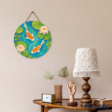Load image into Gallery viewer, Diamond Painting on Wood Slice - Koi Pond