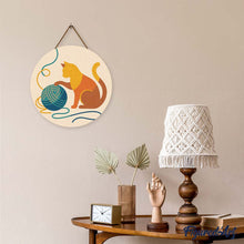 Load image into Gallery viewer, Diamond Painting on Wood Slice - Cat and Yarn