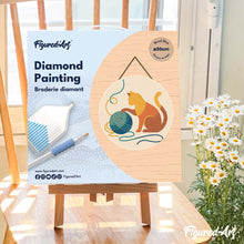 Load image into Gallery viewer, Diamond Painting on Wood Slice - Cat and Yarn