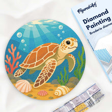 Load image into Gallery viewer, Diamond Painting on Wood Slice - Turtle Figured'Art USA