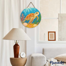 Load image into Gallery viewer, Diamond Painting on Wood Slice - Turtle