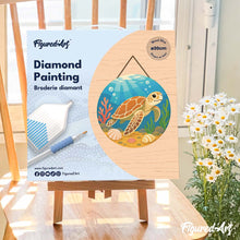 Load image into Gallery viewer, Diamond Painting on Wood Slice - Turtle