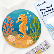 Load image into Gallery viewer, Diamond Painting on Wood Slice - Seahorse Figured'Art USA