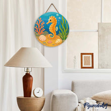 Load image into Gallery viewer, Diamond Painting on Wood Slice - Seahorse