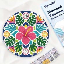 Load image into Gallery viewer, Diamond Painting on Wood Slice - Hibiscus Mandala Figured'Art USA
