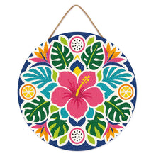 Load image into Gallery viewer, Diamond Painting on Wood Slice - Hibiscus Mandala