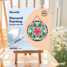 Load image into Gallery viewer, Diamond Painting on Wood Slice - Hibiscus Mandala