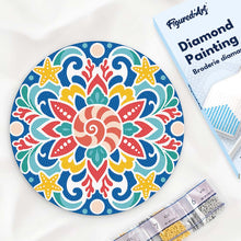 Load image into Gallery viewer, Diamond Painting on Wood Slice - Seashell Mandala Figured'Art USA