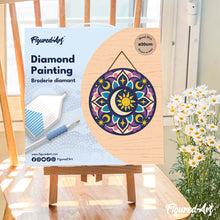 Load image into Gallery viewer, Diamond Painting on Wood Slice - Celestial Mandala