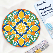 Load image into Gallery viewer, Diamond Painting on Wood Slice - Citrus Mandala Figured'Art USA