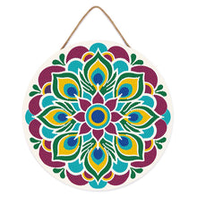 Load image into Gallery viewer, Diamond Painting on Wood Slice - Peacock Mandala