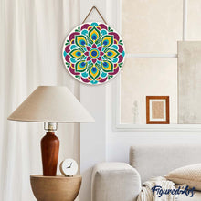 Load image into Gallery viewer, Diamond Painting on Wood Slice - Peacock Mandala