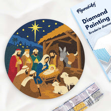 Load image into Gallery viewer, Diamond Painting on Wood Slice - Christmas Nativity Figured'Art USA