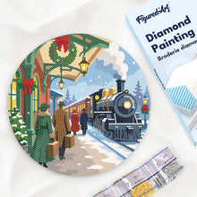 Load image into Gallery viewer, Diamond Painting on Wood Slice - Holiday Train Escape Figured'Art USA