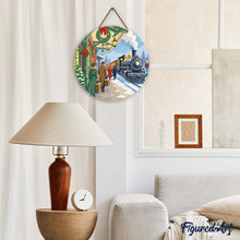Load image into Gallery viewer, Diamond Painting on Wood Slice - Holiday Train Escape