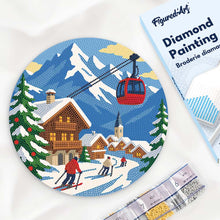 Load image into Gallery viewer, Diamond Painting on Wood Slice - Alpine Winter Holiday Figured'Art USA