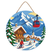 Load image into Gallery viewer, Diamond Painting on Wood Slice - Alpine Winter Holiday