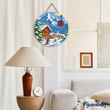 Load image into Gallery viewer, Diamond Painting on Wood Slice - Alpine Winter Holiday