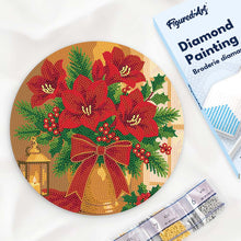 Load image into Gallery viewer, Diamond Painting on Wood Slice - Christmas Poinsettias Figured'Art USA