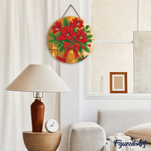 Load image into Gallery viewer, Diamond Painting on Wood Slice - Christmas Poinsettias